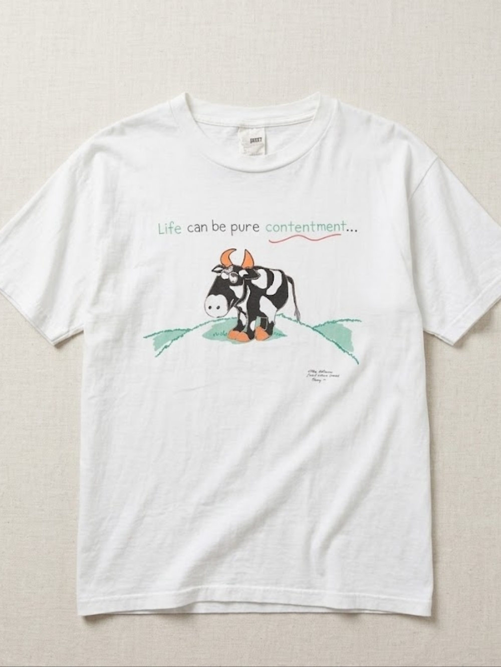 Shoebox Greetings Vintage Cow Graphic Baggy Tee